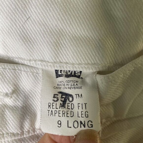 Levis 550 Vtg 90s Womens Jeans Sz 9 Long Made in USA White Denim Jeans Mom - Picture 7 of 12